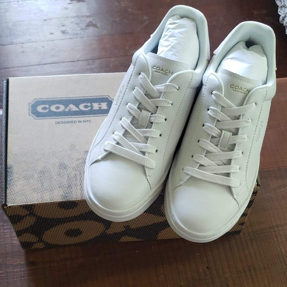 Coach High Line White Leather Sneakers